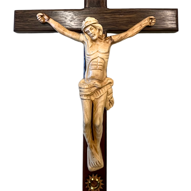 Extra Large Olive Wood Crucifix with Carved Jesus