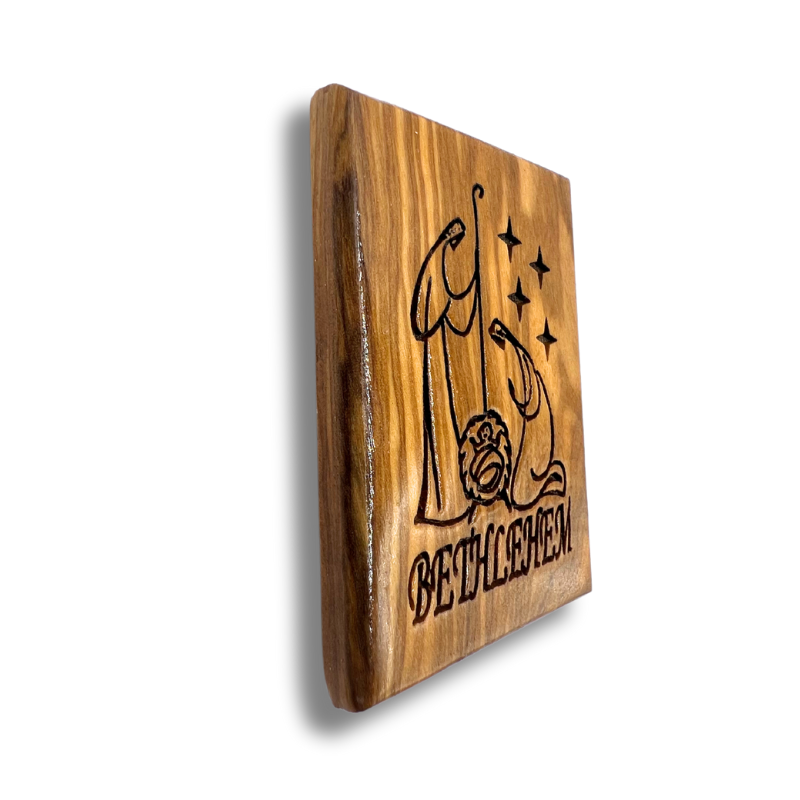 "Born in Bethlehem" Olive Wood Magnet
