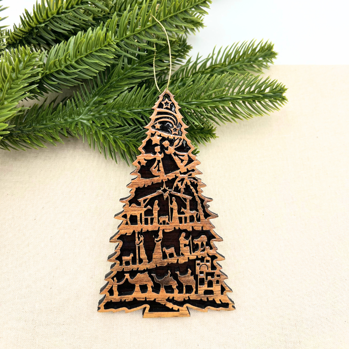 *NEW Olive Wood Christmas Nativity Ornament