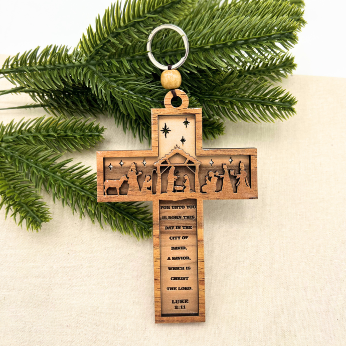 *NEW Nativity Cross Christmas Ornament