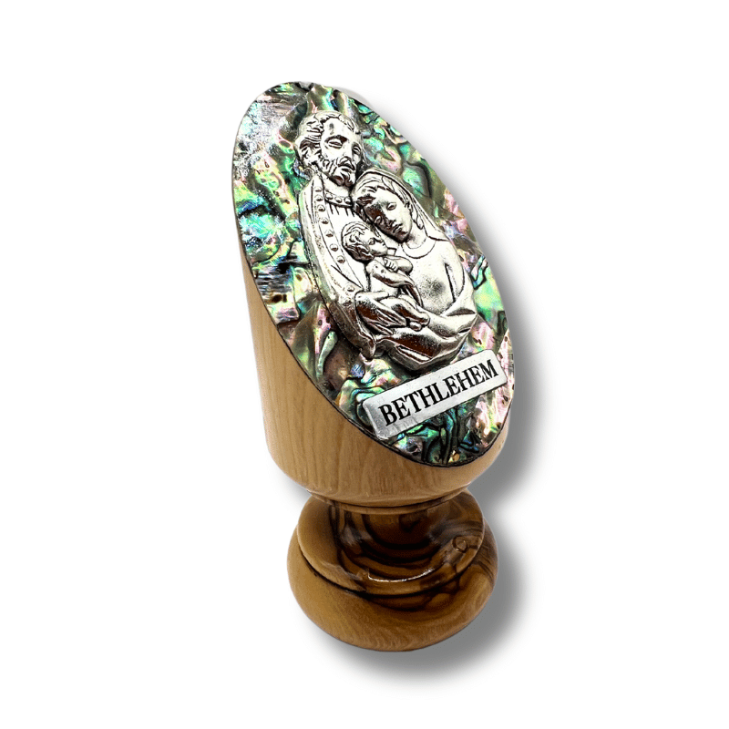 Olive Wood Divine Family Stand with Mother of Pearl
