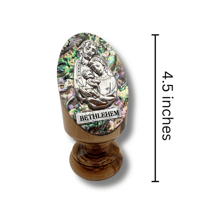Olive Wood Divine Family Stand with Mother of Pearl