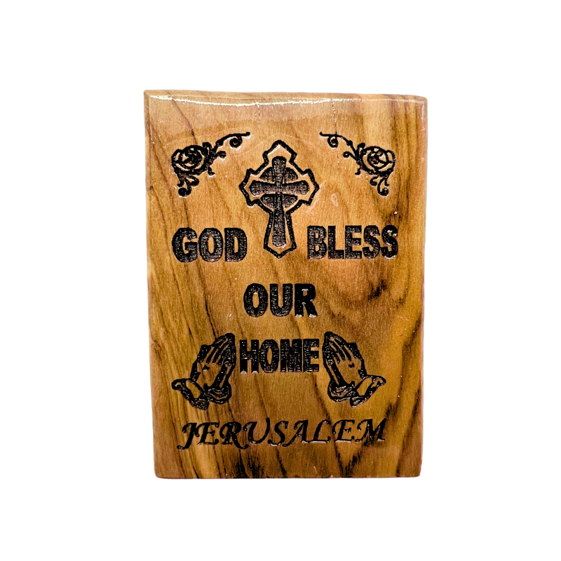 "God Bless Our Home" Olive Wood Magnet