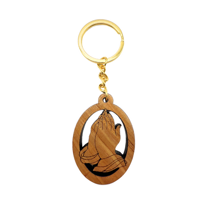*NEW Olive Wood Praying Hands Keychain