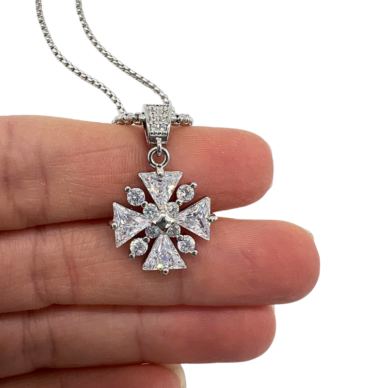 Holy Land Cross Pendant with Matching Chain