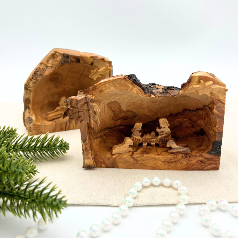 Small Holy Land Nativity Scene Carved in a Cave