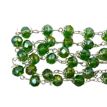 Load image into Gallery viewer, Green Crystal Rosary with Holy Land Soil