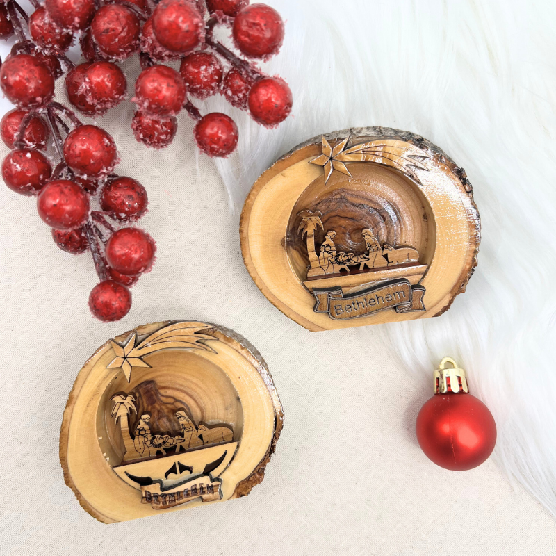 Small Olive Wood Branch Nativity Scene
