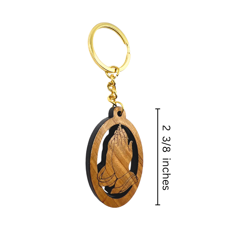 *NEW Olive Wood Praying Hands Keychain