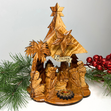 Load image into Gallery viewer, Olive Wood Nativity Scene with Music Box - (8x6 Inches)