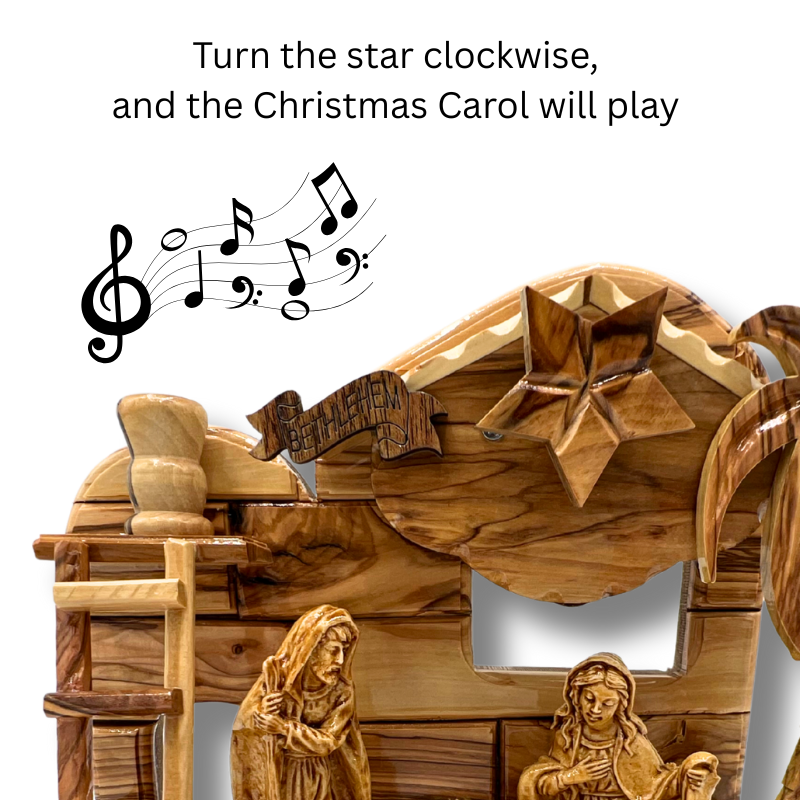 NEW* Holy Family Nativity with Built-In Music Box
