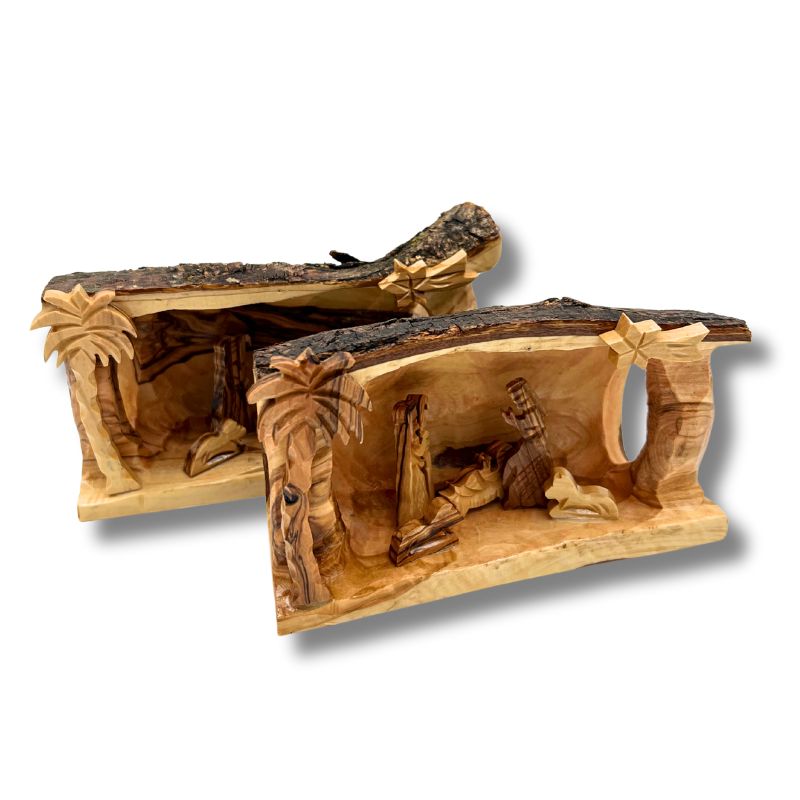 Rustic Olive Wood Nativity Scene from Bethlehem