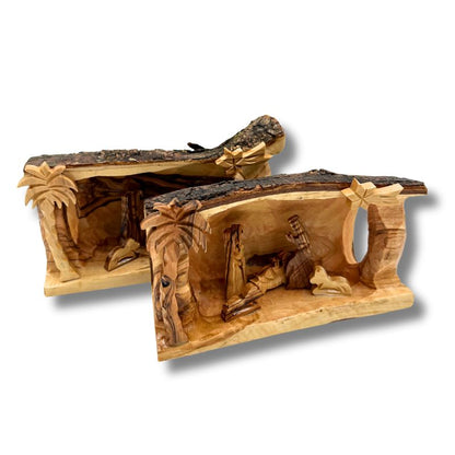 Rustic Olive Wood Nativity Scene from Bethlehem