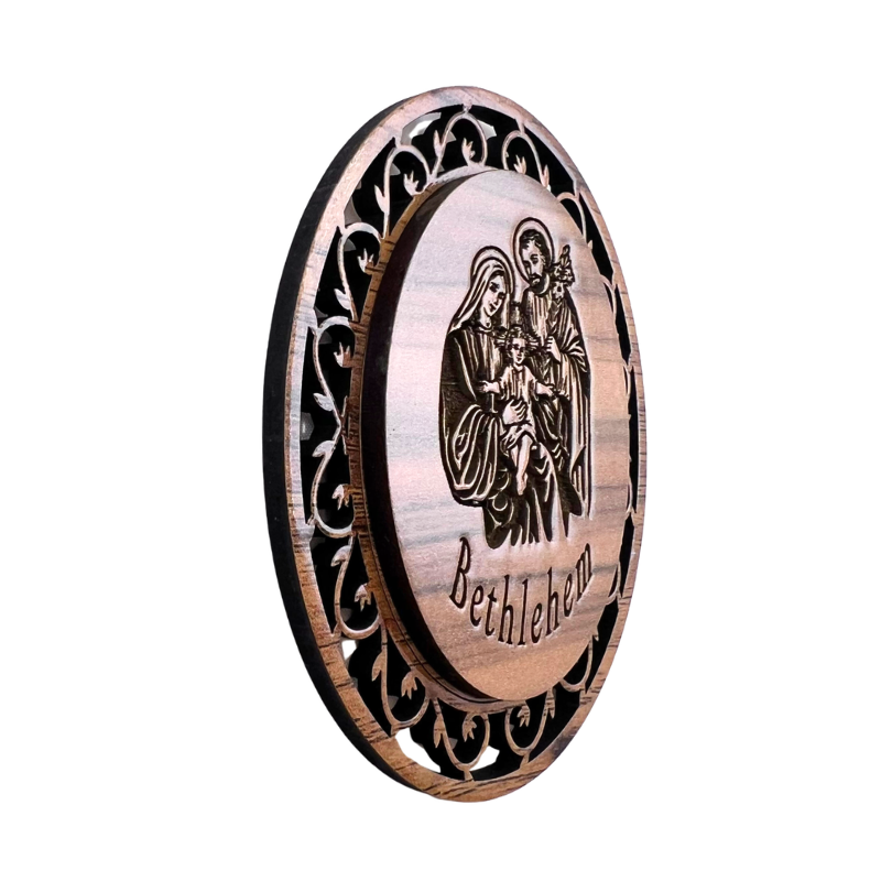NEW "Holy Family" Carved Olive Wood Magnet