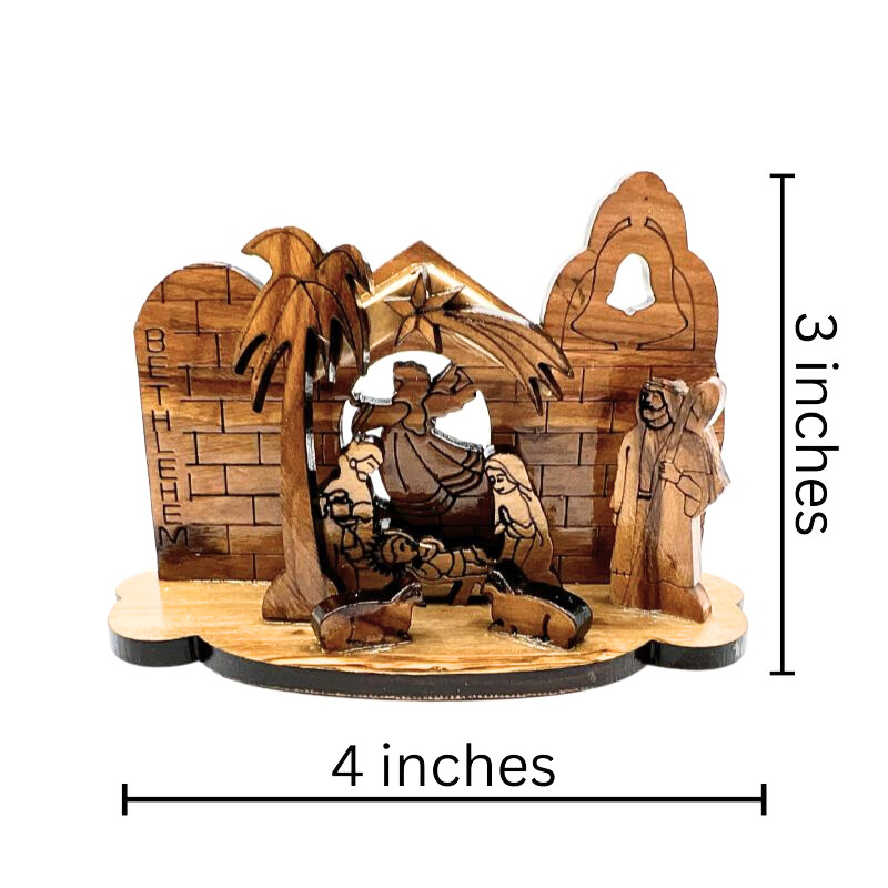 Small Olive Wood Nativity Scene - 3"x 3"