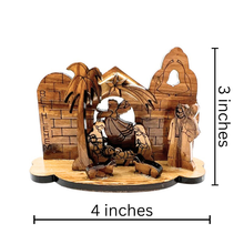 Load image into Gallery viewer, Small Olive Wood Nativity Scene - 3&quot;x 3&quot;