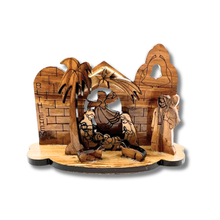 Load image into Gallery viewer, Small Olive Wood Nativity Scene - 3&quot;x 3&quot;