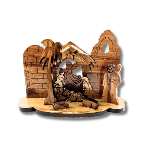 Small Olive Wood Nativity Scene - 3
