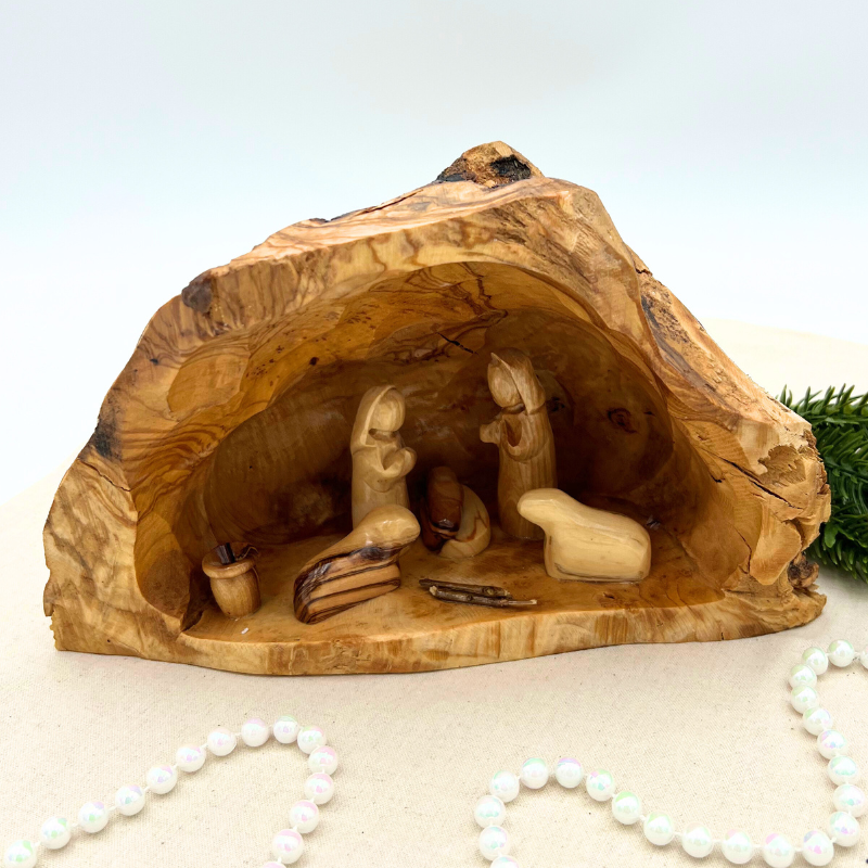 NEW* Olive Wood Nativity Scene in a Cave made in the Holy Land