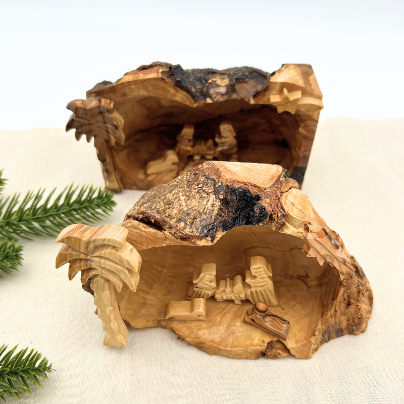 Small Holy Land Nativity Scene Carved in a Cave
