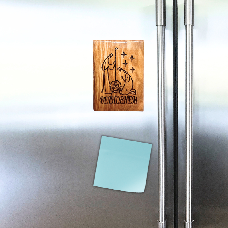 "Born in Bethlehem" Olive Wood Magnet