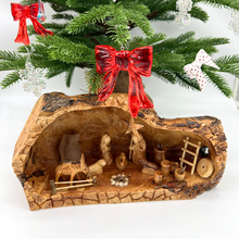 Load image into Gallery viewer, *NEW Nativity Scene in Raw Olive Wood Manger
