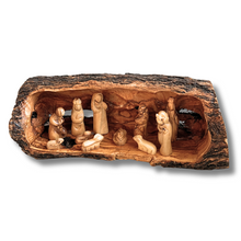 Load image into Gallery viewer, Olive Wood Nativity Scene in Manger - 12 Piece Set