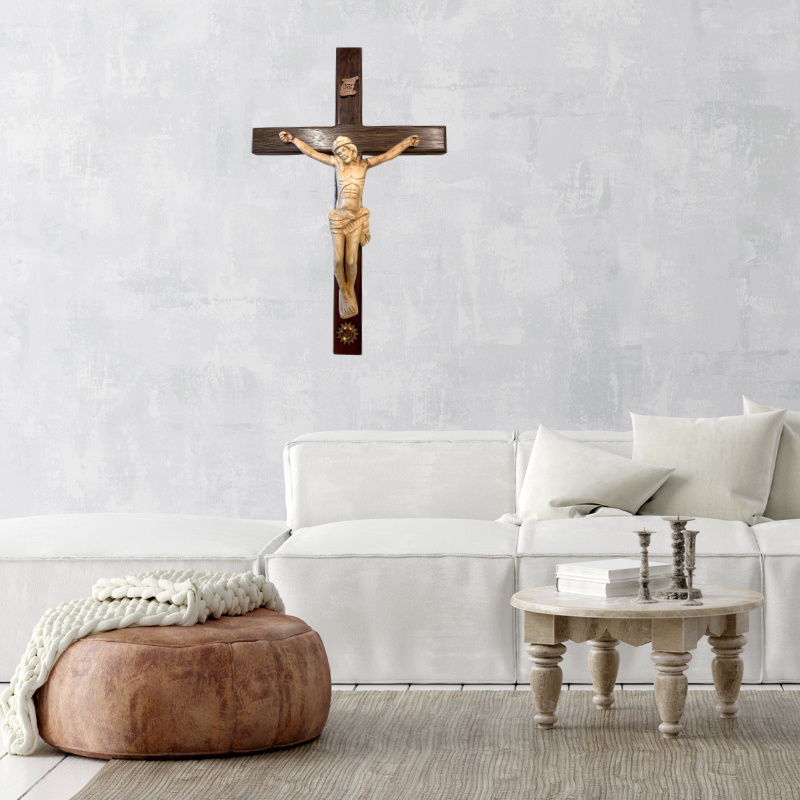 Extra Large Olive Wood Crucifix with Carved Jesus