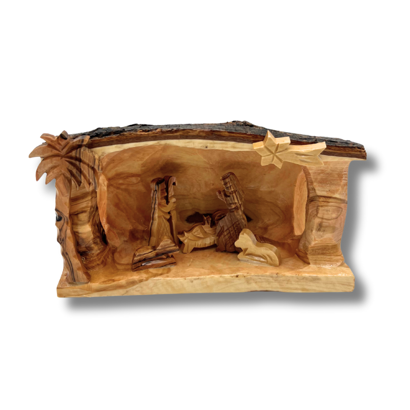 Rustic Olive Wood Nativity Scene from Bethlehem