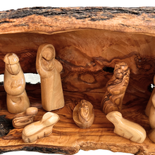 Load image into Gallery viewer, Olive Wood Nativity Scene in Manger - 12 Piece Set