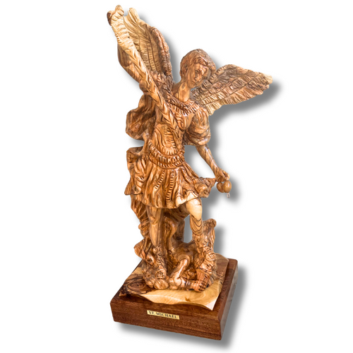 St. Michael the Archangel Olive Wood Statue