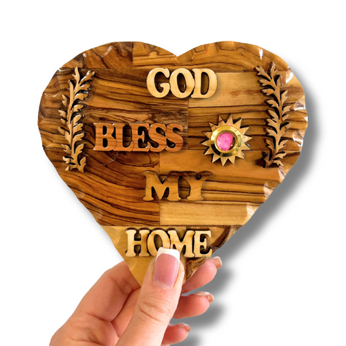 Holy Land Heart God Bless My Home Wall Plaque with Frankincense