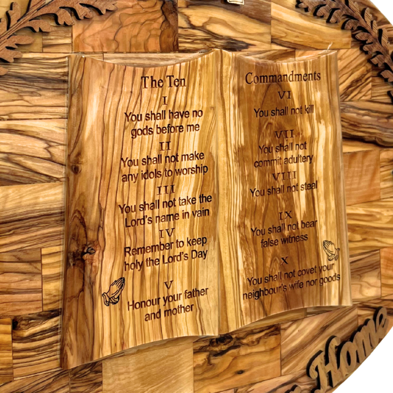 God Bless Our Home Ten Commandments Plaque - 16"x12"