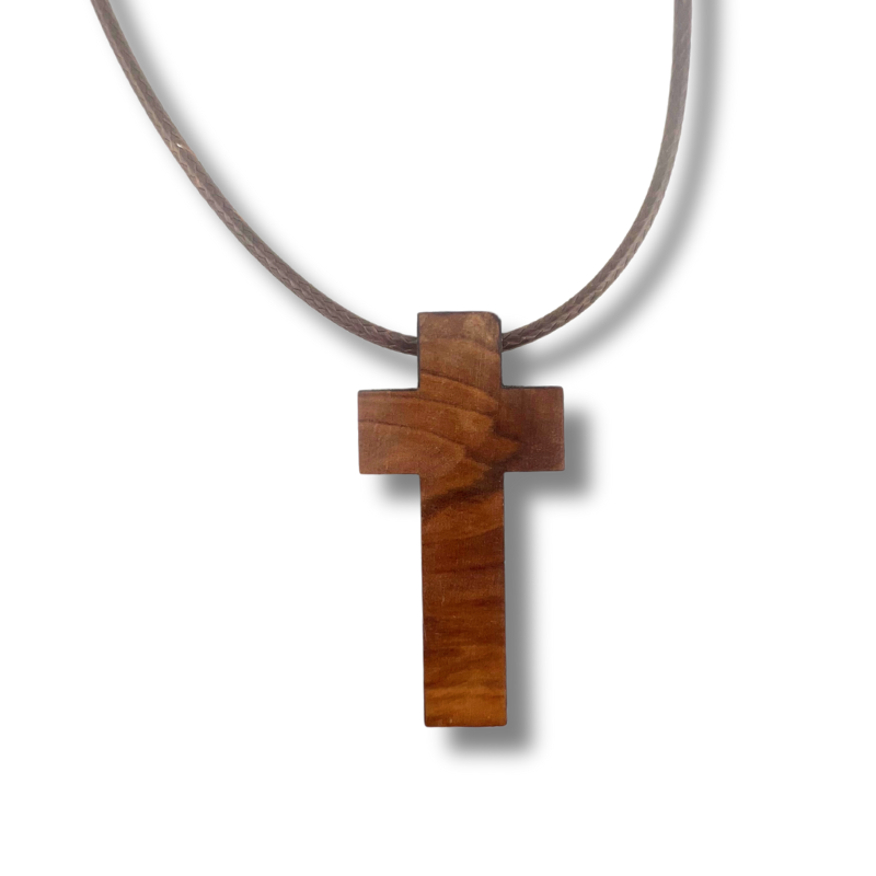 Holy Land Minimalist Olive Wood Cross Pendant