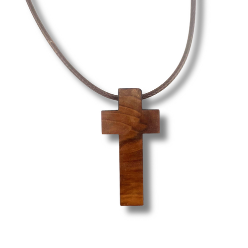 *NEW Holy Land Minimalist Olive Wood Cross Pendant