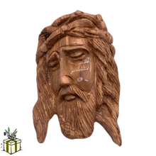 Load image into Gallery viewer, Olive Wood Face of Jesus Wall Hanging - Holy Land Statues