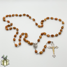 Load image into Gallery viewer, Olive Wood Carved Beads Rosary with Holy Soil - Holy Land Rosaries