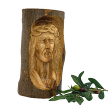 Load image into Gallery viewer, Jesus Carved in Olive Wood Branch - Holy Land Statues