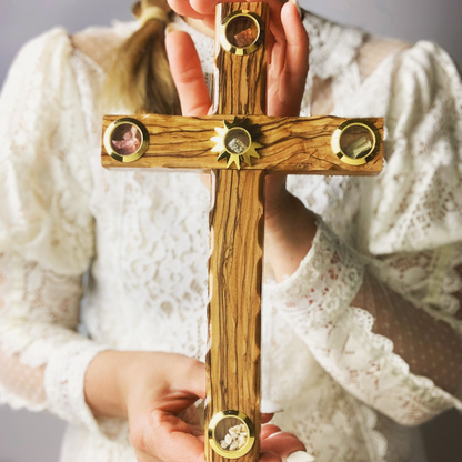 Olive Wood Cross with Star of Bethlehem - Holy Land Crosses