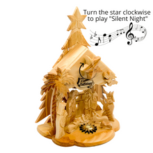 Load image into Gallery viewer, Olive Wood Nativity Scene with Music Box (8x6 inches)