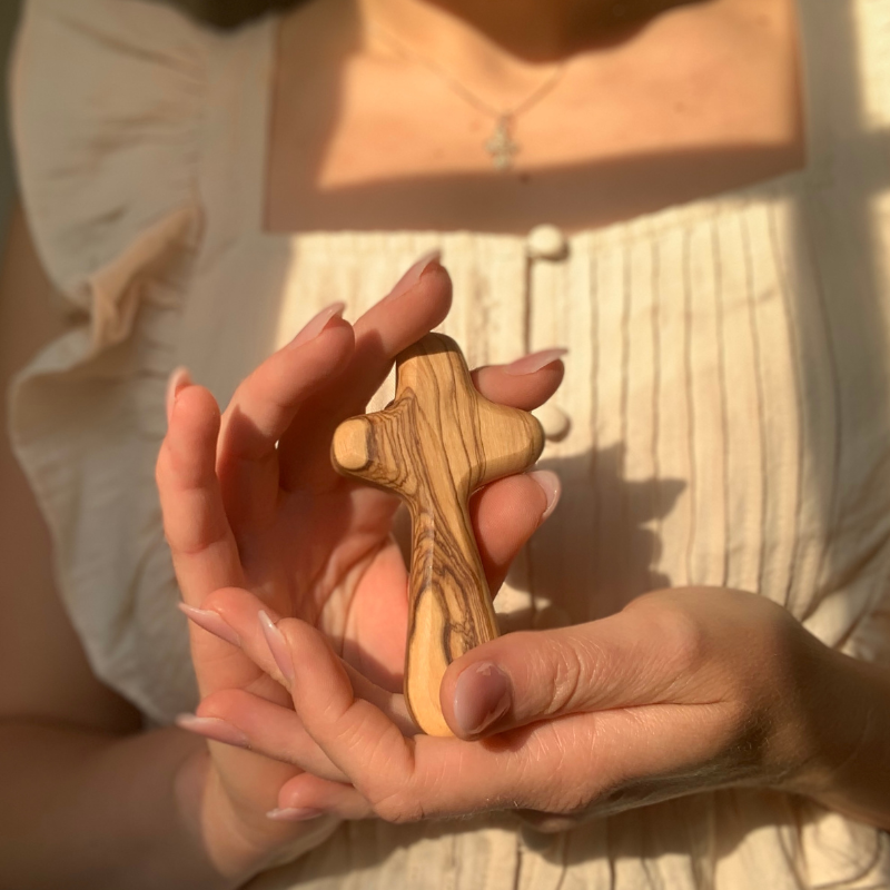 Olive Wood Comfort Cross (Handheld)